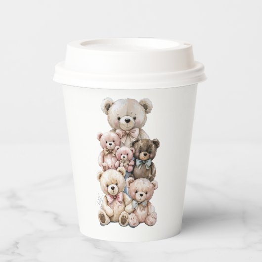Pastel Teddy Bear Stack Papieren Bekers (Voorkant)