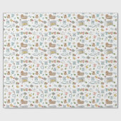 Pastel Teddybeer Eend Baby Shower Cadeaupapier (Vlak)
