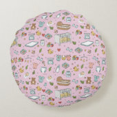 Pastel Teddybeer Eend Kraamkussen Rond Kussen (Achterkant)