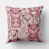 Pastel Teddybeer Hartpatroon Kussen (Achterkant)