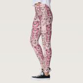 Pastel Teddybeer Hartpatroon Leggings (Links)