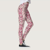 Pastel Teddybeer Hartpatroon Leggings (Rechts)