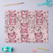 Pastel Teddybeer Hartpatroon Tissuepapier (Craft)