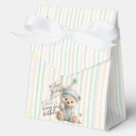 Pastel Teddybeer Verjaardag Bedankdoosjes