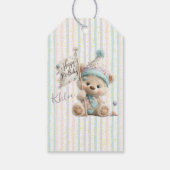 Pastel Teddybeer Verjaardag  Cadeaulabel (Achterkant)