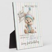 Pastel Teddybeer Verjaardag Fotoplaat (Zijkant)