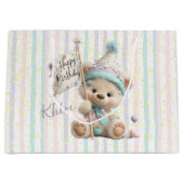 Pastel Teddybeer Verjaardag Groot Cadeauzakje (Voorkant)