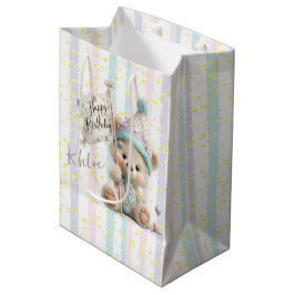 Pastel Teddybeer Verjaardag Medium Cadeauzakje