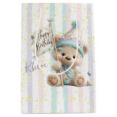 Pastel Teddybeer Verjaardag Medium Cadeauzakje (Voorkant)