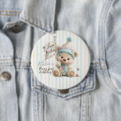 Pastel Teddybeer Verjaardag Ronde Button 4,0 Cm (In situ)