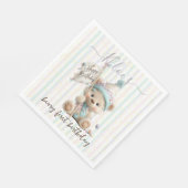Pastel Teddybeer Verjaardag Servet (Hoek)