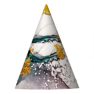 Pastel tederheid: gouden wervelingen kunst. feesthoedjes