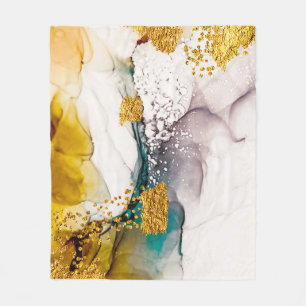 Pastel tederheid: gouden wervelingen kunst. fleece deken