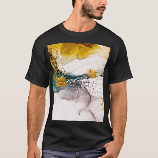 Pastel tederheid: gouden wervelingen kunst. t-shirt (Voorkant)