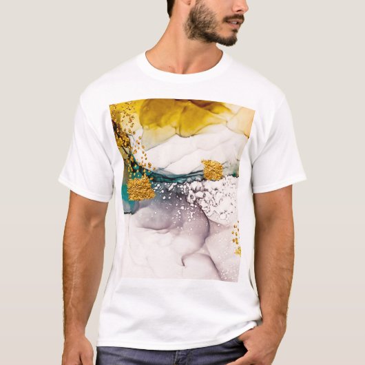 Pastel tederheid: gouden wervelingen kunst. t-shirt (Voorkant)