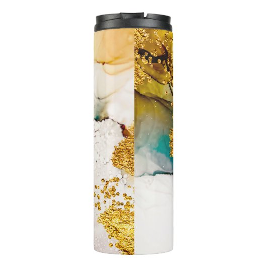 Pastel tederheid: gouden wervelingen kunst. thermosbeker (Achterkant)