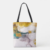 Pastel tederheid: gouden wervelingen kunst. tote bag (Achterkant)