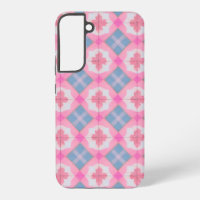 Pastel Tegel Patroon Roze en Blauwe Telefoon Case