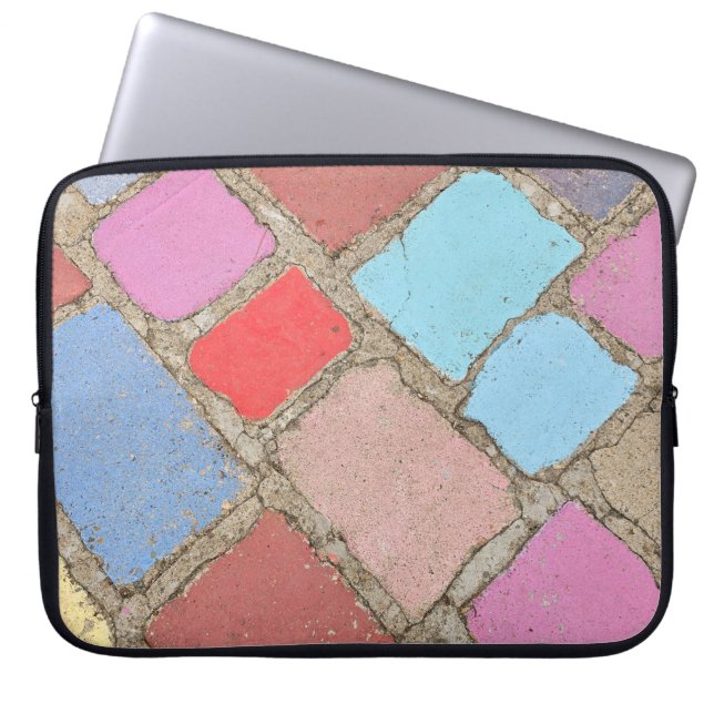 Pastel tegels laptop sleeve (Voorkant)