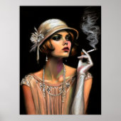 Pastel Tekening 1920 Flapper Meisje Roken Poster (Voorkant)