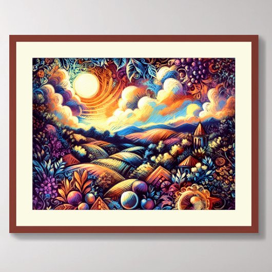 Pastel Tekening Abstract Landschap Poster