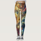 Pastel Tekening Abstracte Organische Bubble Kleurr Leggings (Voorkant)