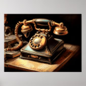 Pastel Tekening Antiek Telefoon uit de jaren derti Poster (Voorkant)