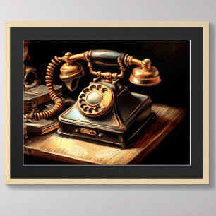 Pastel Tekening Antiek Telefoon uit de jaren derti Poster