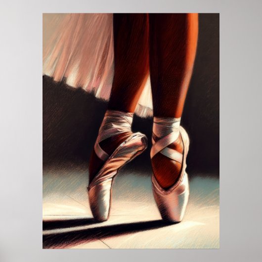 Pastel Tekening Ballerina op Pointe Poster (Voorkant)