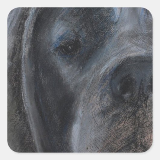 Pastel tekening Blue Great Dane Vierkante Sticker (Voorkant)