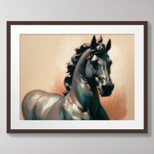 Pastel Tekening Brons Paard Standbeeld Poster