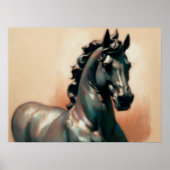 Pastel Tekening Brons Paard Standbeeld Poster (Voorkant)