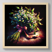 Pastel tekening Bundel van Mistletoe Rood Lint Poster