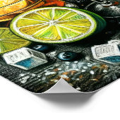 Pastel Tekening Cocktails Citrus Wiggen Poster (Hoek)