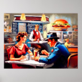 Pastel Tekening  Diner Man Vrouw Poster (Voorkant)