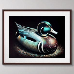 Pastel tekening eend decoy Teal Poster