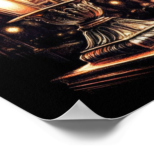 Pastel Tekening Franse Straat Lamp Poster (Hoek)