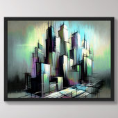 Pastel Tekening Futuristische Stad Abstract Poster