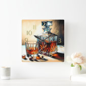 Pastel Tekening Glas van Liquor Crystal Decanter Vierkante Klok (Huis)