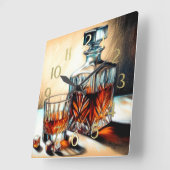 Pastel Tekening Glas van Liquor Crystal Decanter Vierkante Klok (Hoek)