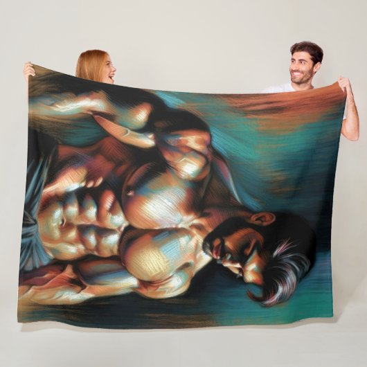 Pastel tekening Handsome Shirtless Man Fleece Deken (In situ)