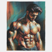 Pastel tekening Handsome Shirtless Man Fleece Deken (Voorkant)