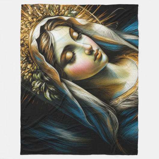 Pastel tekening Heilige Maagd Moeder Fleece Deken (Voorkant)