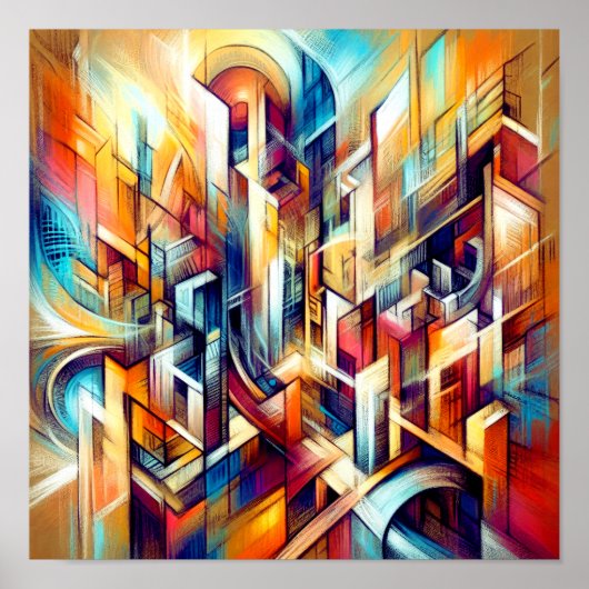 Pastel tekening ingewikkeld abstract ontwerp poster (Voorkant)