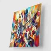 Pastel tekening ingewikkeld abstract ontwerp vierkante klok (Hoek)