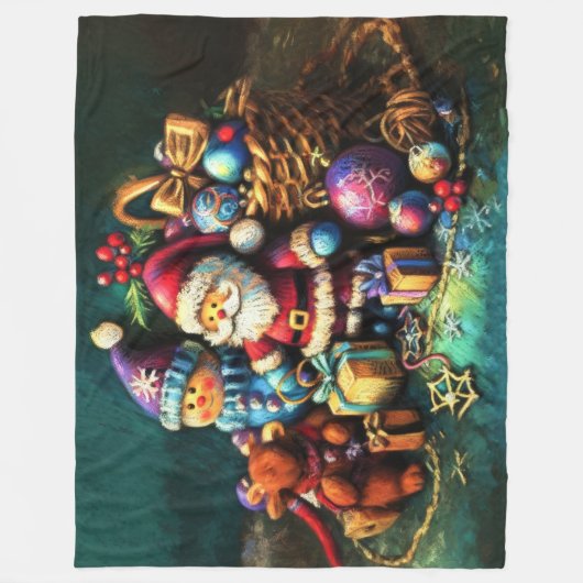 Pastel Tekening Kerst Speelgoed Fleece Deken (Voorkant)