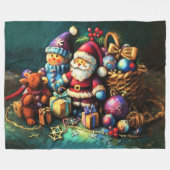 Pastel Tekening Kerst Speelgoed Fleece Deken (Voorkant (Horizontaal))