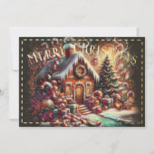 Pastel Tekening Kerstmis Vakantie Gingerbread Hous Kaart (Voorkant)