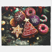 Pastel Tekening Kersttraktaties Fleece Deken (Voorkant (Horizontaal))