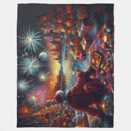 Pastel Tekening Kerstvakantie Kerstman Fleece Deken (Voorkant)